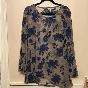 Blu Pepper Navy Floral Sheer Blouse